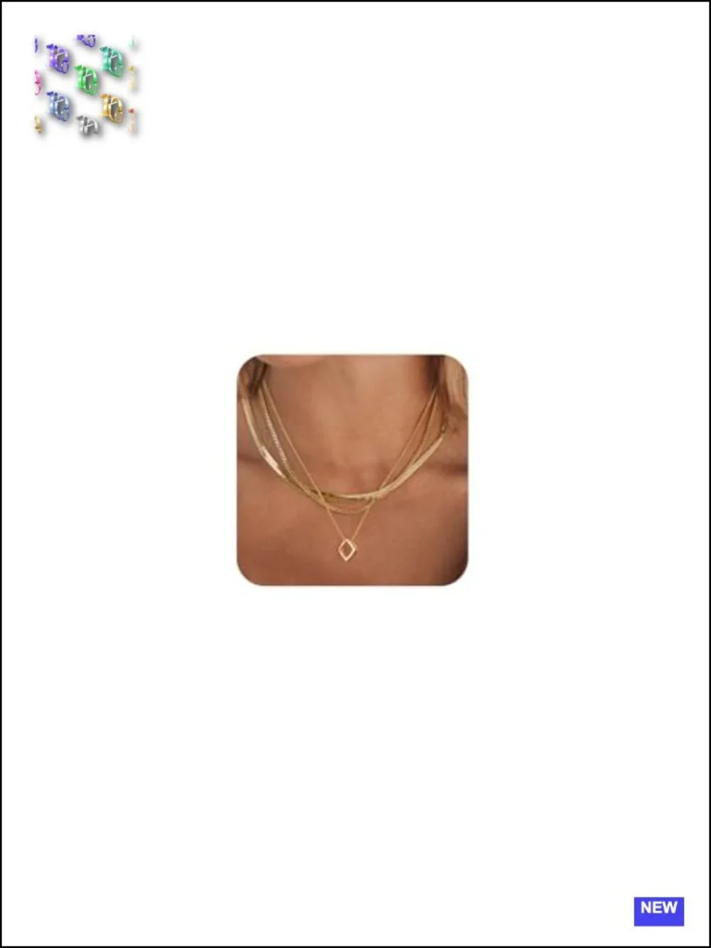 Layered Gold Plated Stackable Necklace Set 3 Chains